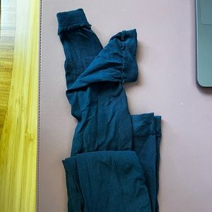 Blue footless tights